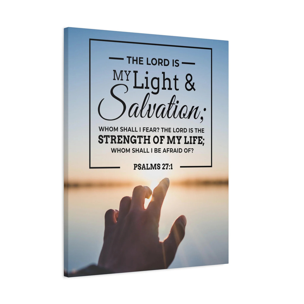 Bible Verse Canvas Light and Salvation Psalms 27:1 Christian Scripture Art